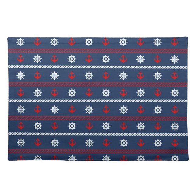 Red White And Blue Ocean Pattern Placemat (Front)