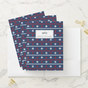 Red White And Blue Ocean Pattern Pocket Folder