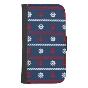Red White And Blue Ocean Pattern Samsung S4 Wallet Case