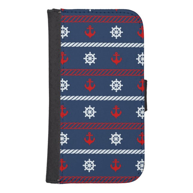 Red White And Blue Ocean Pattern Samsung Galaxy Wallet Case (Front)
