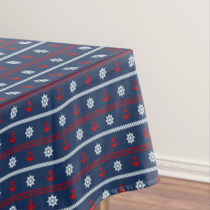 Red White And Blue Ocean Pattern Tablecloth