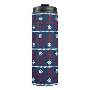 Red White And Blue Ocean Pattern Thermal Tumbler