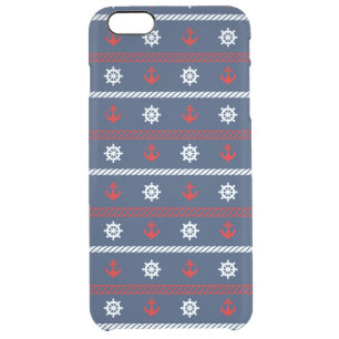 Red White And Blue Ocean Pattern Clear iPhone 6 Plus Case