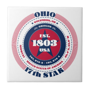 Red, White, and Blue Ohio Ceramic Tile