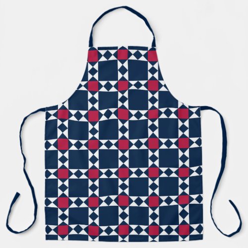 Red White and Blue Ohio Star Patchwork Pattern Apron