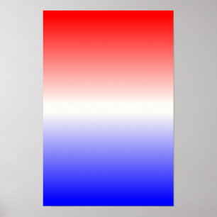 Red White and Blue Ombre Poster