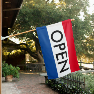 Red White and Blue Open Sign for Business Flag