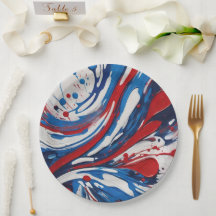 Red White And Blue Paint Pour Swirl