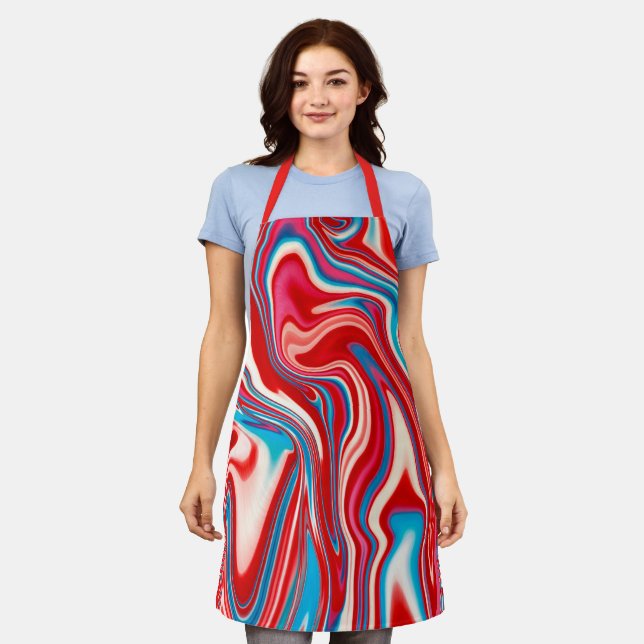 Red White and Blue Paint Pouring Apron (Worn)