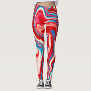Red White and Blue Paint Pouring Leggings