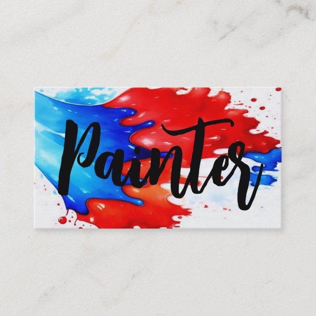 Red White and Blue Painter Business Card (Front)