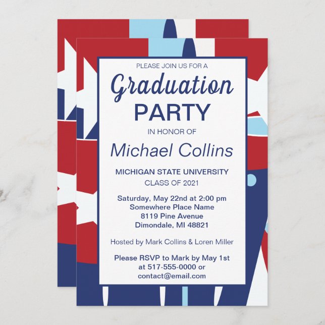 Red White and Blue Party Invitation (Front/Back)