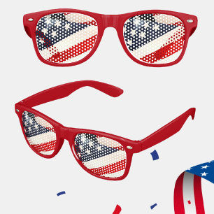 Red White and Blue Patriot Shade Retro Sunglasses