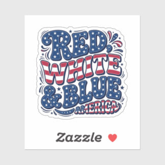 Red White and Blue Patriotic 4th of July Typograph Sticker
