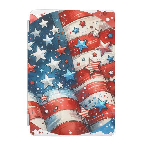 Red White and Blue Patriotic Abstract US Flag  iPad Mini Cover
