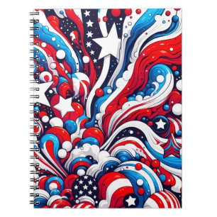 Red, White and Blue Patriotic Abstract US Flag  Notebook