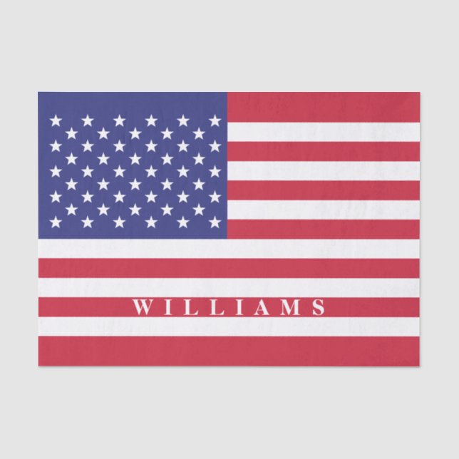 Red White and Blue Patriotic American Flag Tissue Paper (Front)
