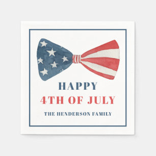 Red, White And Blue Patriotic Bow 4th Of July Napkins