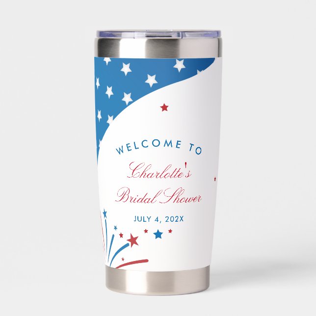 Red White and Blue Patriotic Bridal Shower Insulated Tumbler (Front)