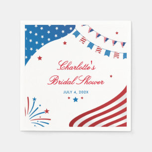 Red White and Blue Patriotic Bridal Shower Paper Napkins