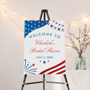 Red White and Blue Patriotic Bridal Shower Welcome Foam Board