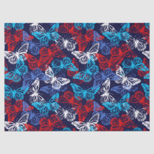 Red White and Blue Patriotic Butterfly Pattern Tissue Paper