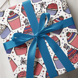 Red, White, and Blue Patriotic Cupcake Wrapping Paper