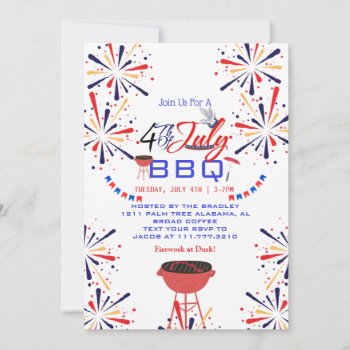 Red White And Blue Patriotic Firework 4th Of July  Invitation by gabriel_tambun26 at Zazzle