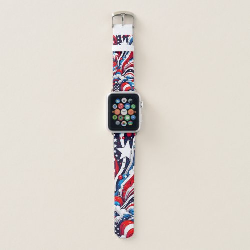 Red White and Blue Patriotic Fourth of July  Apple Watch Band