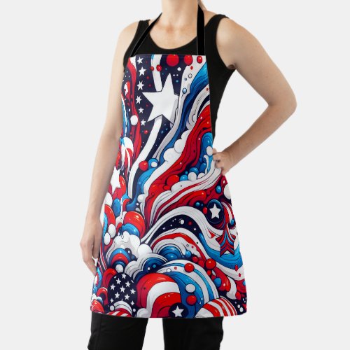 Red White and Blue Patriotic Fourth of July  Apron
