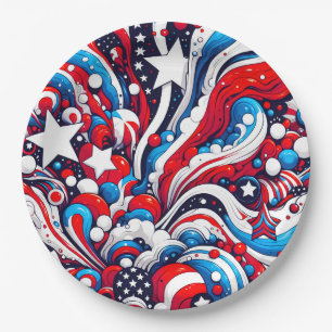 Red, White and Blue Patriotic Fourth of July  Paper Plates
