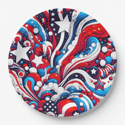 Red White and Blue Patriotic Fourth of July  Paper Plates