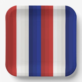Red White and Blue Patriotic Gradient Stripes Paper Plates