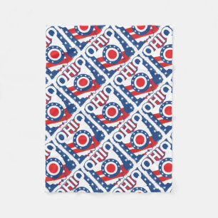 Red White and Blue Patriotic Grunge Ohio Fleece Blanket