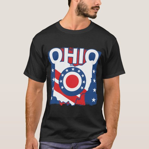 Red White and Blue Patriotic Grunge Ohio T-Shirt