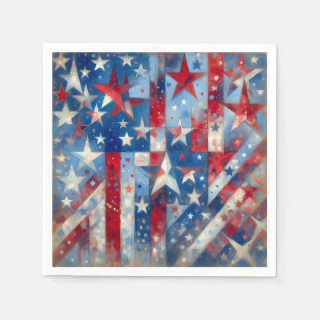 Red, White and Blue Patriotic Independence Day Napkins (Front)