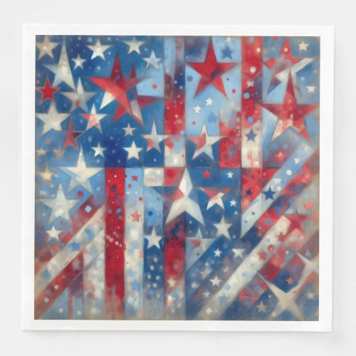 Red White and Blue Patriotic Independence Day Paper Dinner Napkins