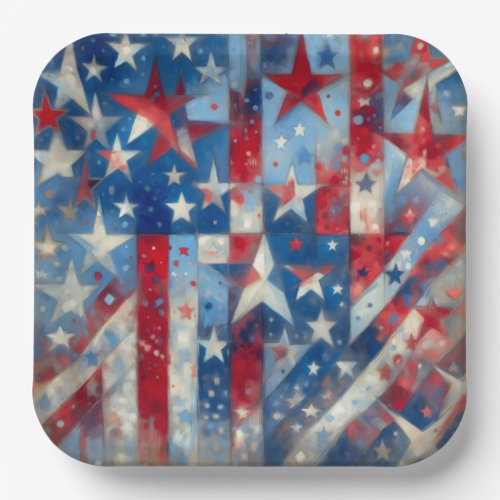 Red White and Blue Patriotic Independence Day Paper Plates