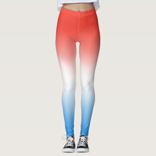 Red white and blue patriotic ombre leggings