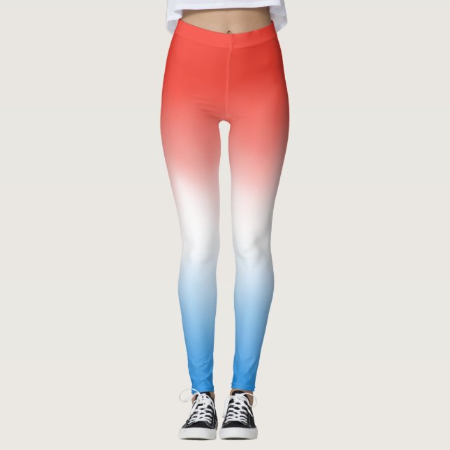 Red, white, and blue patriotic ombre leggings (Front)