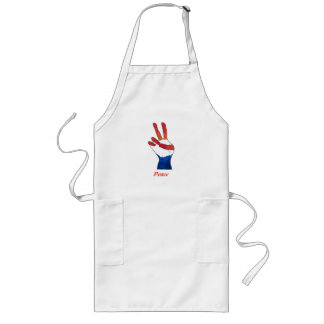 Red White and Blue Patriotic Peace Sign Hand Long Apron