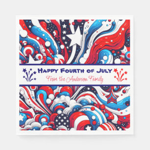 Red, White and Blue Patriotic Personalized Napkins