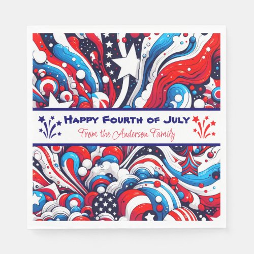 Red White and Blue Patriotic Personalized Napkins