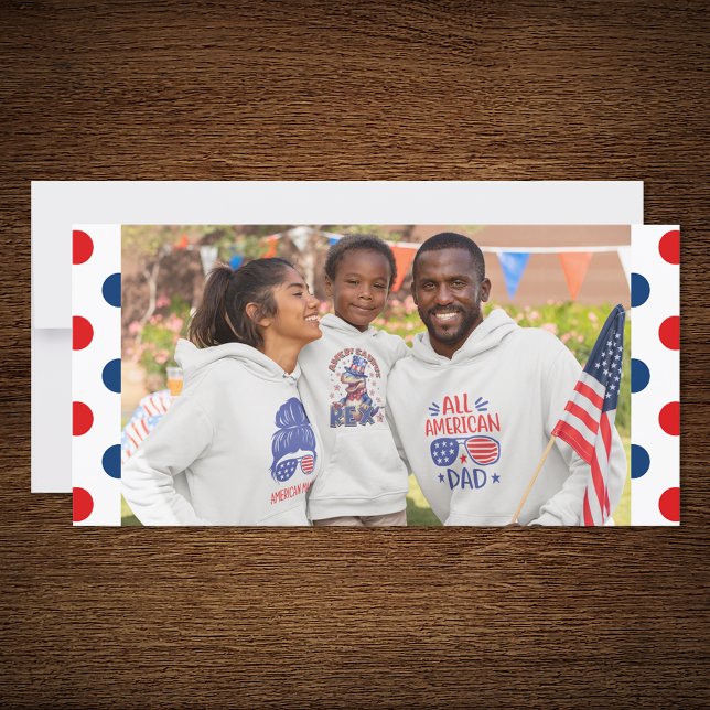 Red White and Blue Patriotic Polka Dots (Center your family photo against the red, white and blue polka dot pattern.)