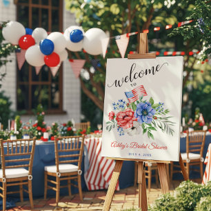 Red White and Blue Patriotic Shower Welcome Foam B Board