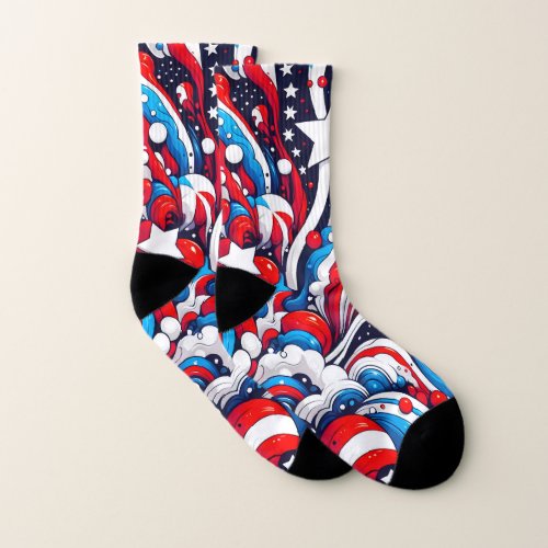 Red White and Blue Patriotic  Socks