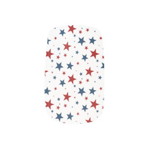 Red White and Blue Patriotic Star Pattern Minx Nail Art
