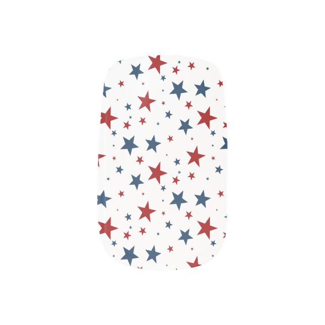 Red White and Blue Patriotic Star Pattern Minx Nail Art (Left Thumb)