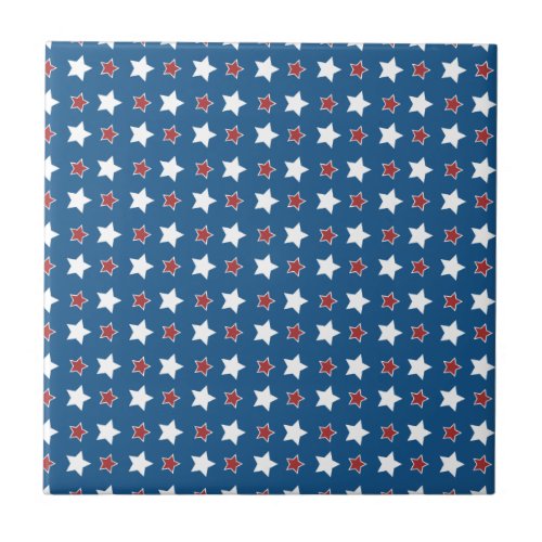 Red White and Blue Patriotic Stars Ceramic Tile