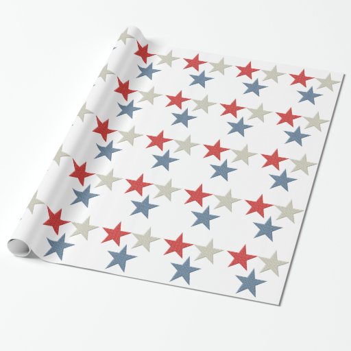 Red White and Blue Patriotic Stars Gift Wrap Paper | Zazzle